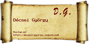 Décsei György névjegykártya